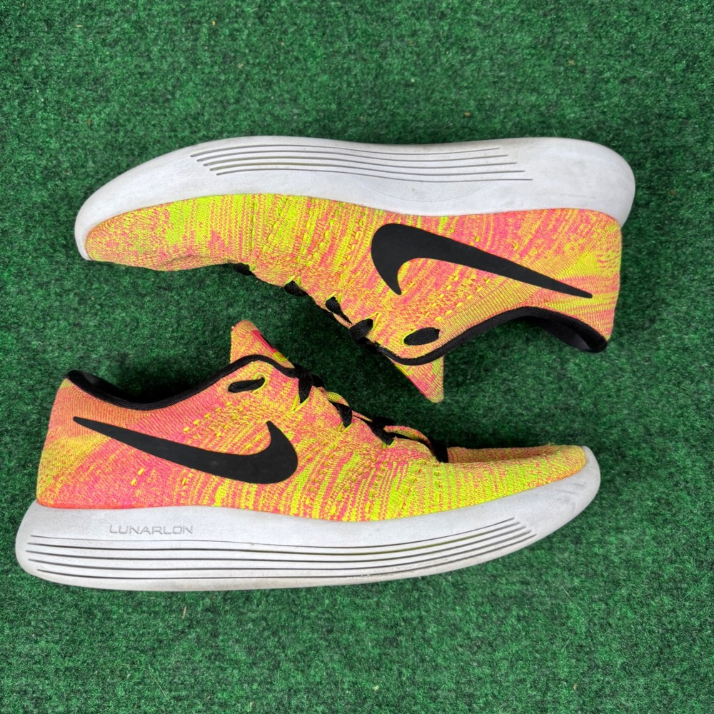 Nike LunarEpic Flyknit Low Pink Volt Yellow Running Shoes 844863-999 Womens 7.5